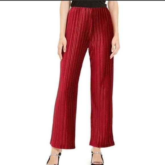 Alfani Plus wide leg red velour elastic waist pant, NWT, 2X - Picture 1 of 6
